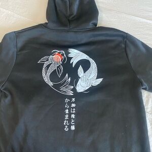 Black Hoodie with Koi Fish Design